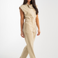 Cora Sleeveless Jumpsuit In Beige