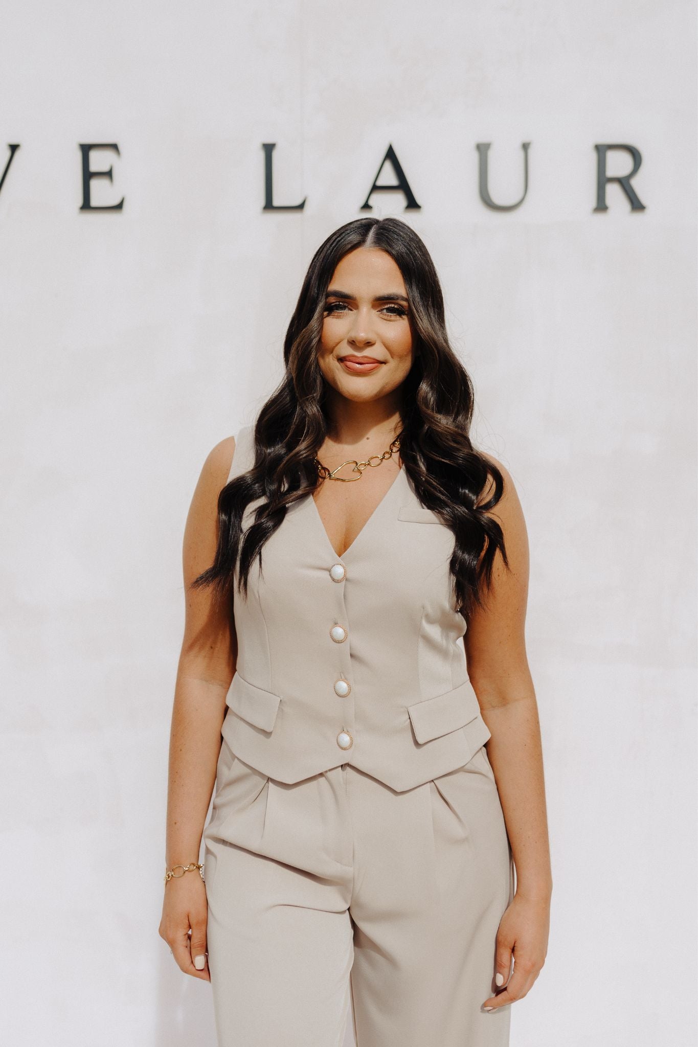 Love Laura Forever Waistcoat In Neutral