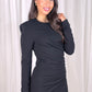 Sophia Short Ruched Front Dress In Black