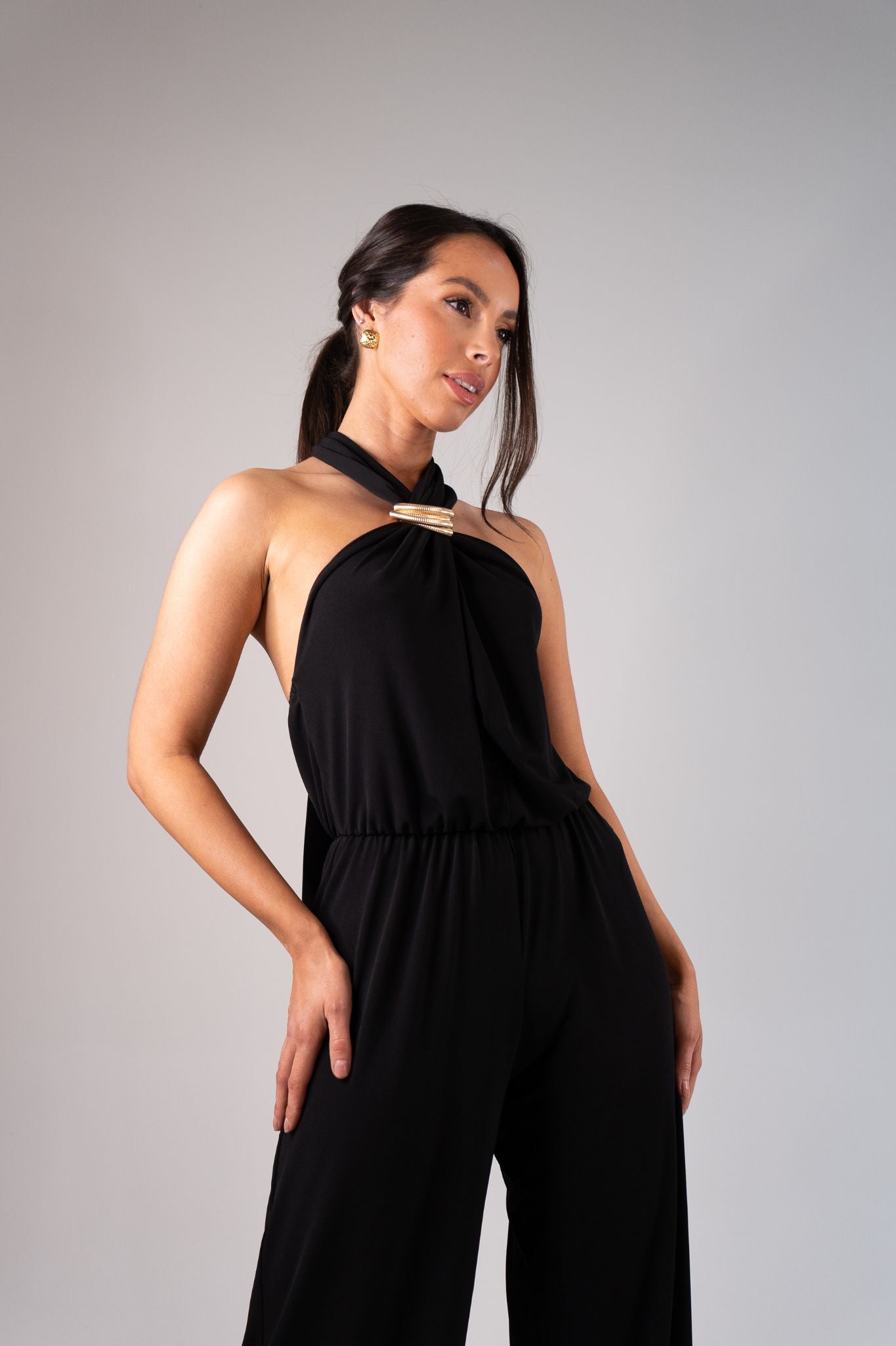 Alana Halter Jumpsuit In Black