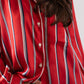 Alana Striped Satin Shirt In Red