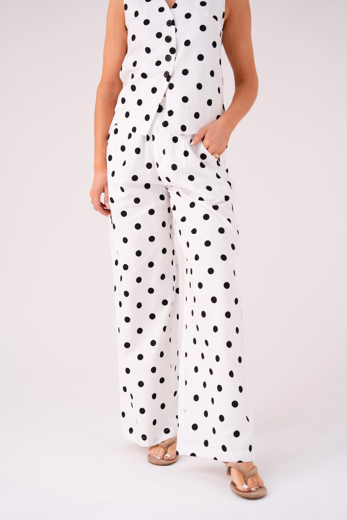 Love Laura Polka Dot Trousers In Monochrome