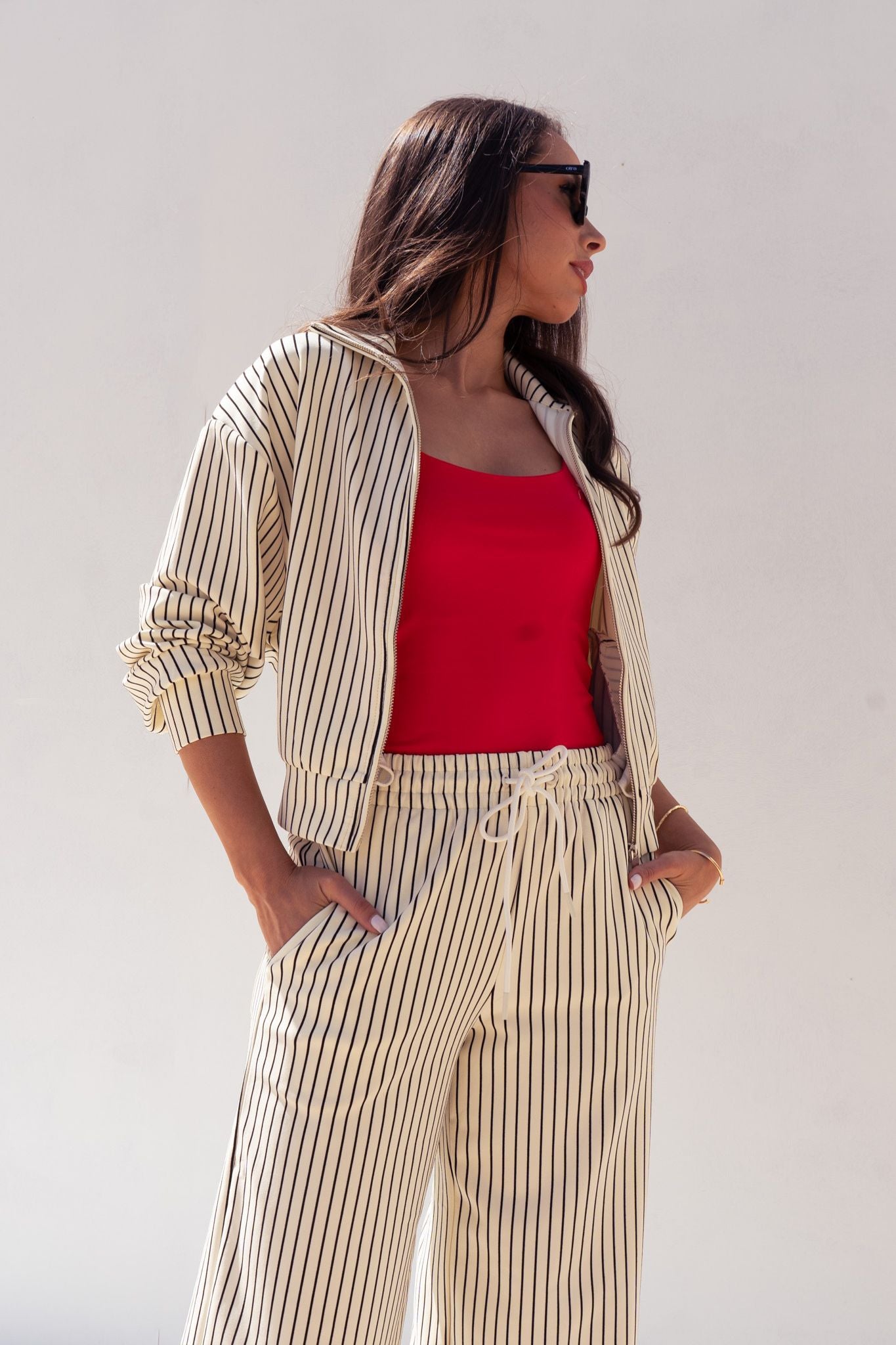 Love Laura Luxe Lounge Set In Pinstripe