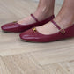 Ellen Gold Buckle Flats In Red