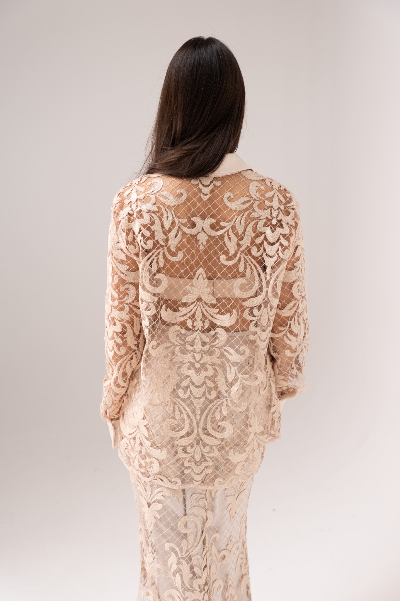 Alana Embroidered Mesh Shirt In Neutral