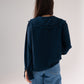 Ally Frill Collar Blouse In Denim Blue