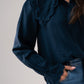 Ally Frill Collar Blouse In Denim Blue