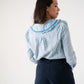 Ally Frill Collar Check Shirt In Blue