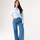 Ally Frill Collar Shirt In Sky Blue