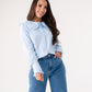 Ally Frill Collar Shirt In Sky Blue