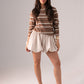 Ally Long Sleeve Stripe Top In Brown