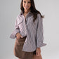 Ally Pinstripe Shirt In Camel