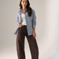 Ally Pinstripe Shirt In Navy