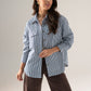 Ally Pinstripe Shirt In Navy