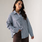 Ally Pinstripe Shirt In Navy