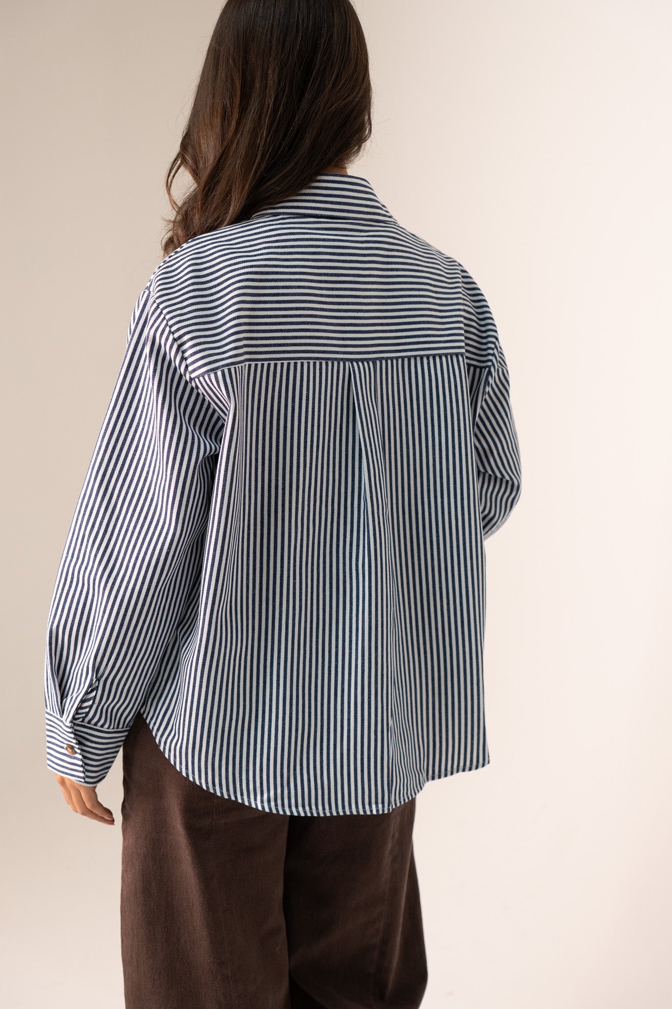 Ally Pinstripe Shirt In Navy