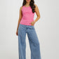 Ally Ribbed Vest Top In Pink