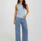 Ally Ribbed Vest Top In Sky Blue