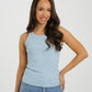 Ally Ribbed Vest Top In Sky Blue