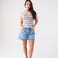 Ally Scallop Trim Shorts In Denim