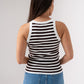 Ally Stripe Vest Top In Chocolate