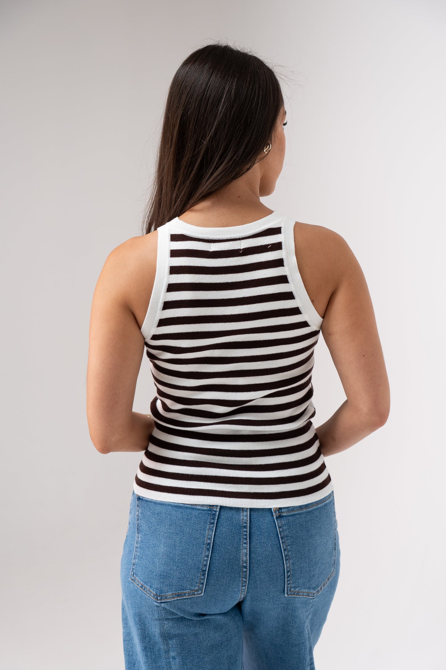 Ally Stripe Vest Top In Chocolate