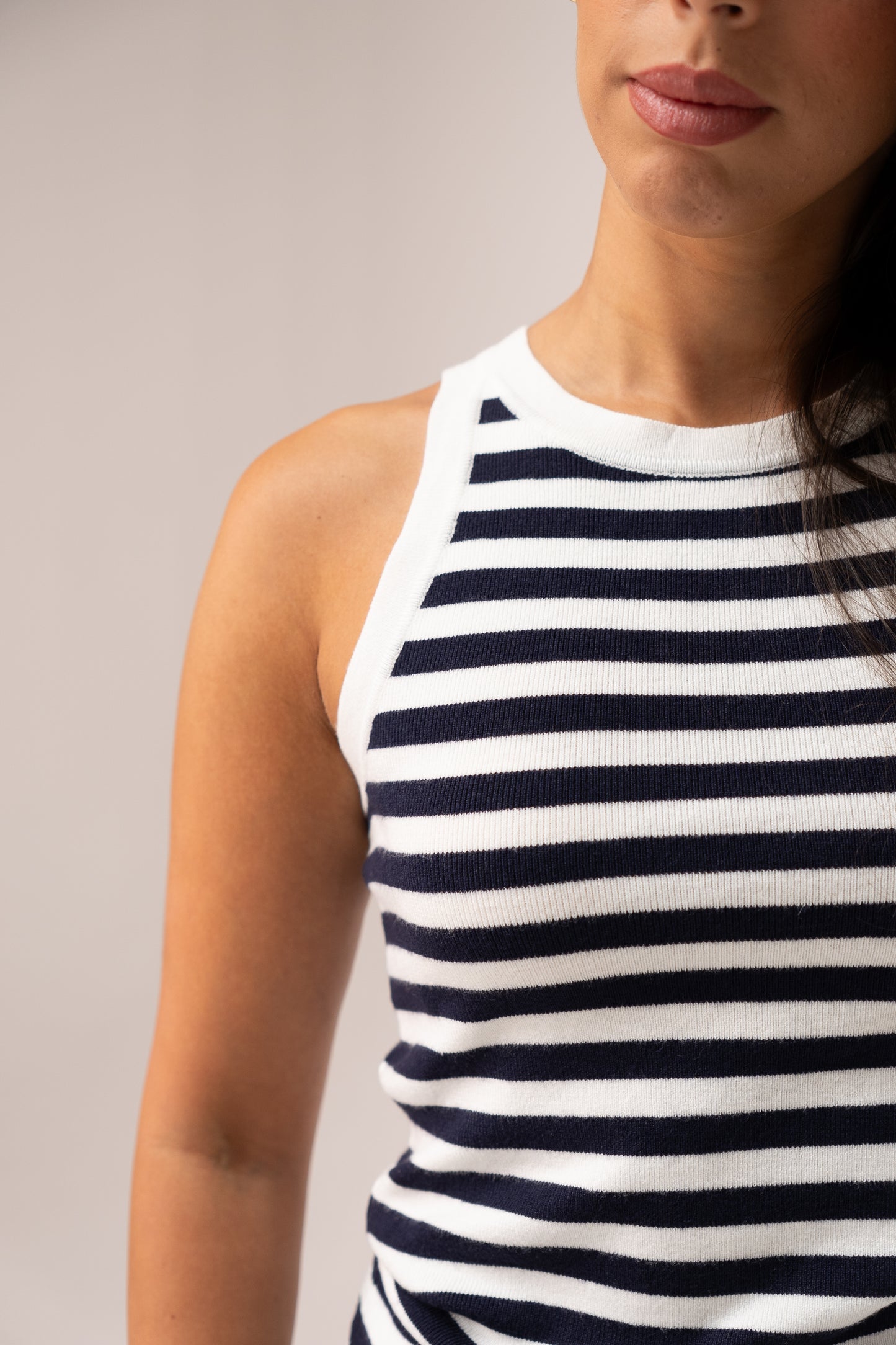 Ally Stripe Vest Top In Navy