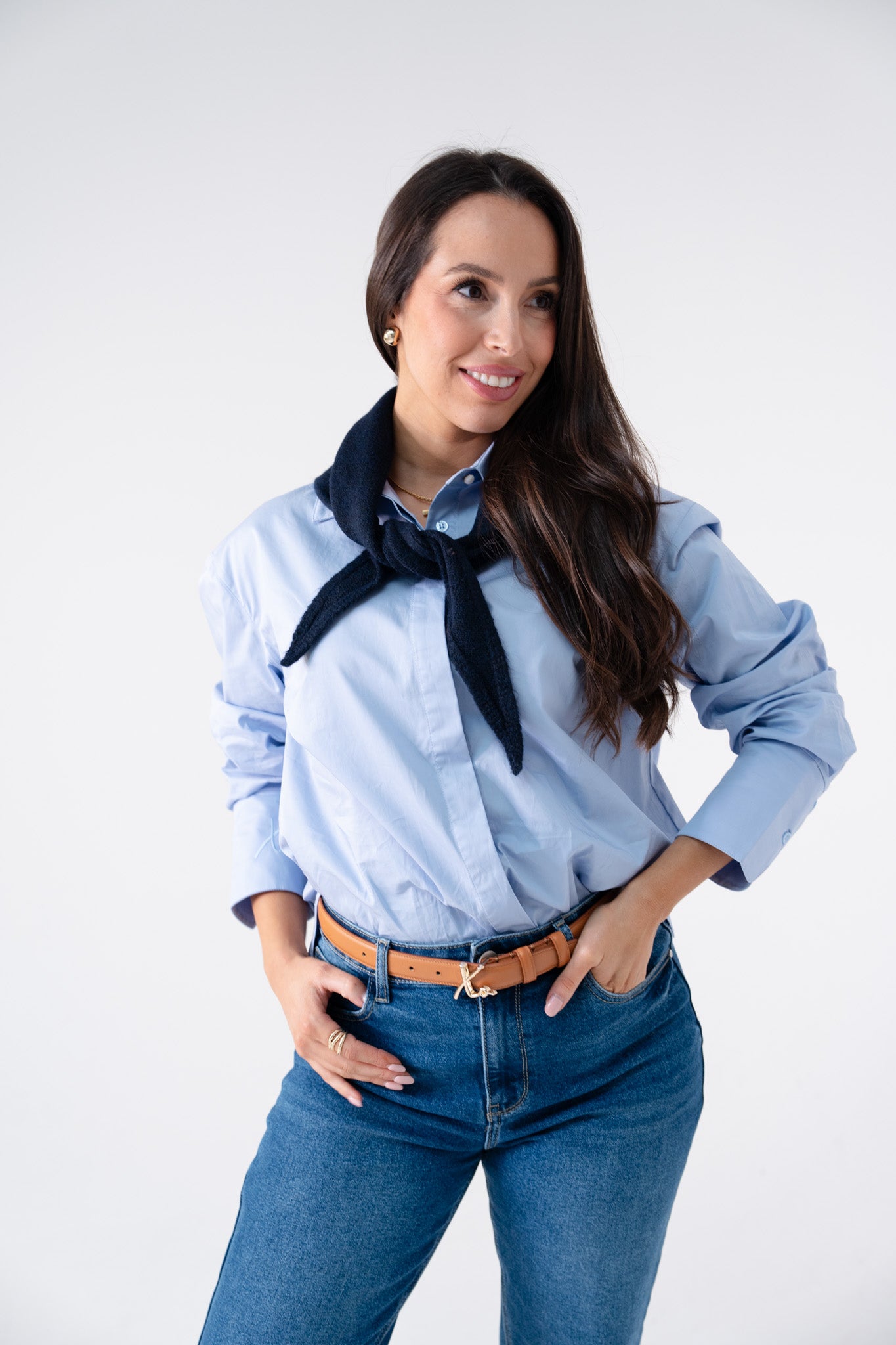 Ally Knit Neck Scarf In Navy