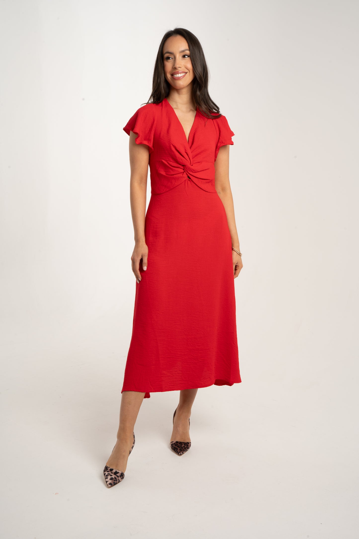 Becca Knot Front Dress In Red