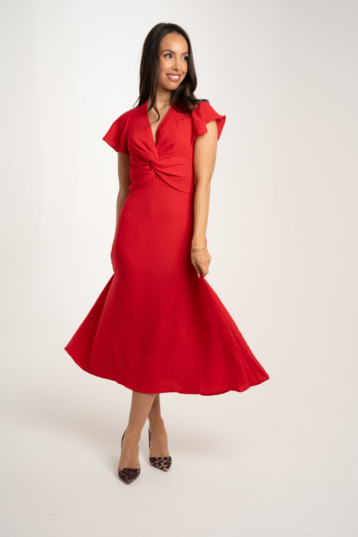 Becca Knot Front Dress In Red