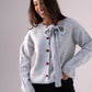 Belle Heart Button Cardigan In Grey