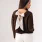 Belle Polka Dot Bow Jumper In Chocolate