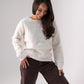 Belle Polka Dot Bow Jumper In Cream