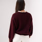 Belle Polka Dot Ruffle Cardigan In Bordeaux