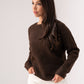 Belle Polka Dot Bow Jumper In Chocolate