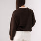 Belle Polka Dot Ruffle Cardigan In Chocolate