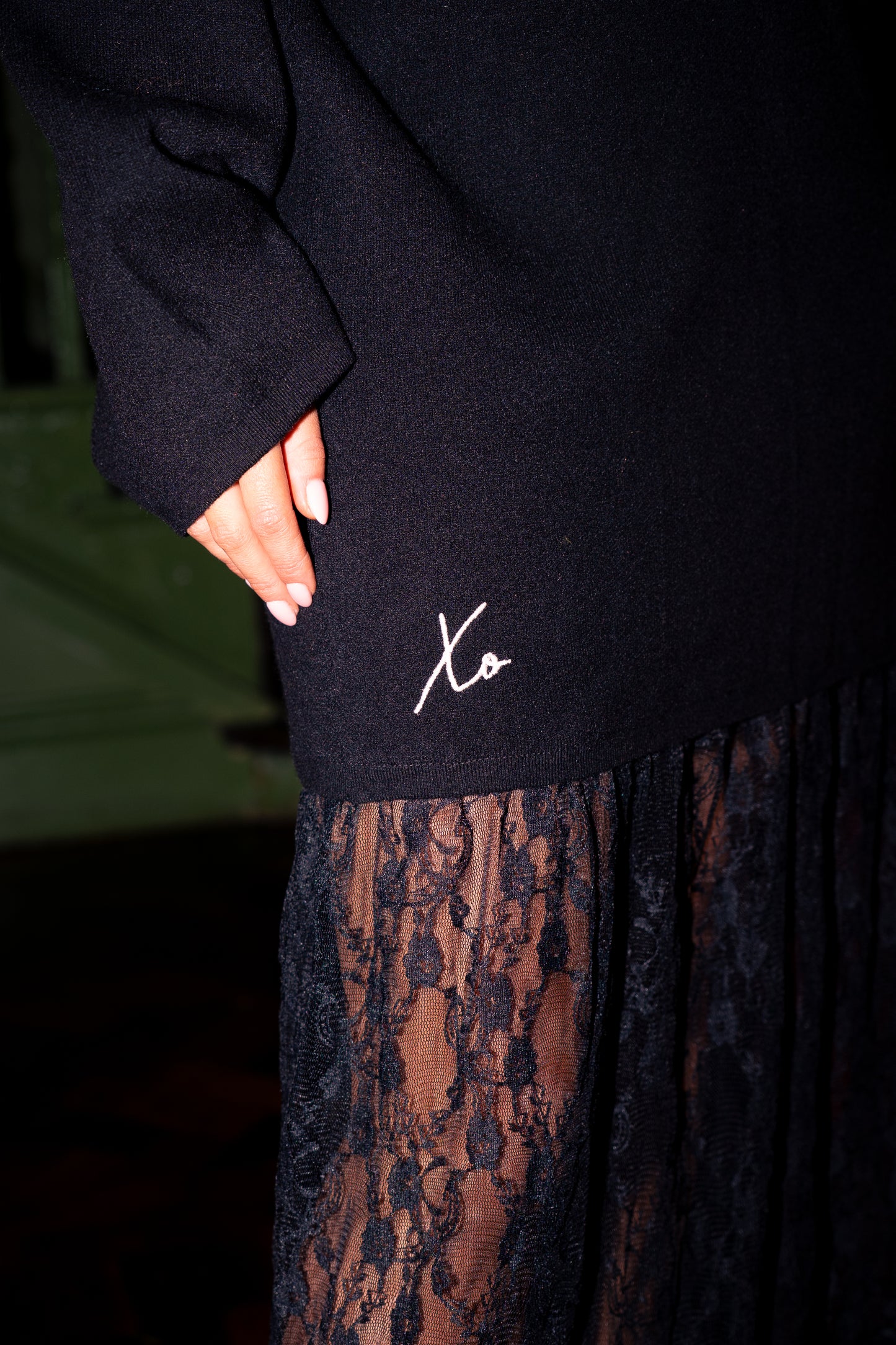 Love Laura Contrast Knit Dress In Black