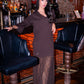 Love Laura Contrast Knit Dress In Chocolate