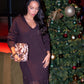 Love Laura Contrast Knit Dress In Chocolate