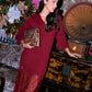 Love Laura Contrast Knit Dress In Burgundy