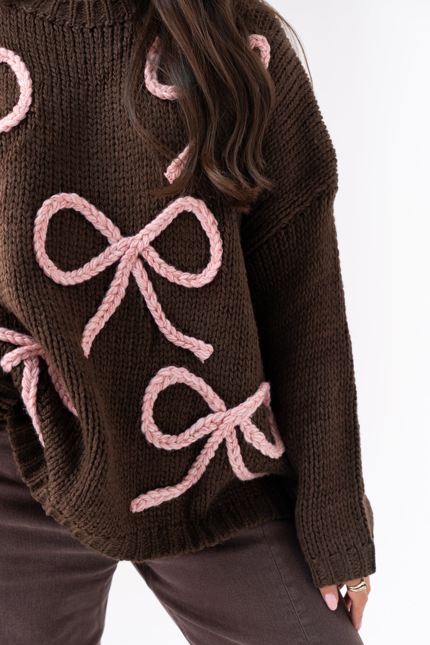 Caitlyn Bow Detail Jumper In Chocolate