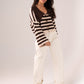 Caitlyn Contrast Collar Cardigan In Chocolate