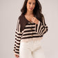 Caitlyn Contrast Collar Cardigan In Chocolate