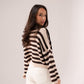 Caitlyn Contrast Collar Cardigan In Chocolate