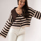 Caitlyn Contrast Collar Cardigan In Chocolate