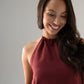 Caitlyn Faux Fur Trim Dress In Burgundy