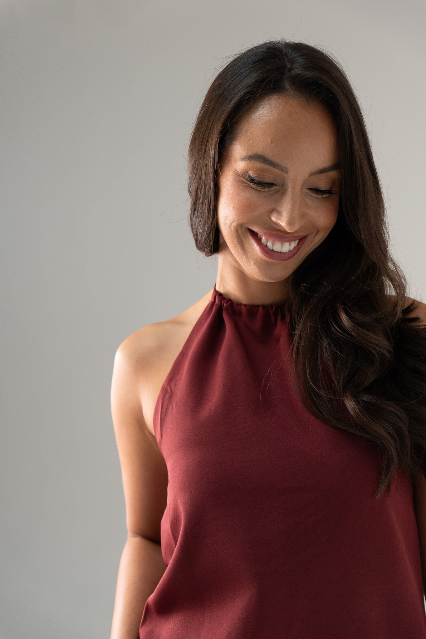 Caitlyn Faux Fur Trim Dress In Burgundy