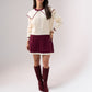Caitlyn Piped Knit Two Piece In Burgundy