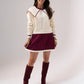 Caitlyn Piped Knit Two Piece In Burgundy