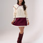 Caitlyn Piped Knit Two Piece In Burgundy